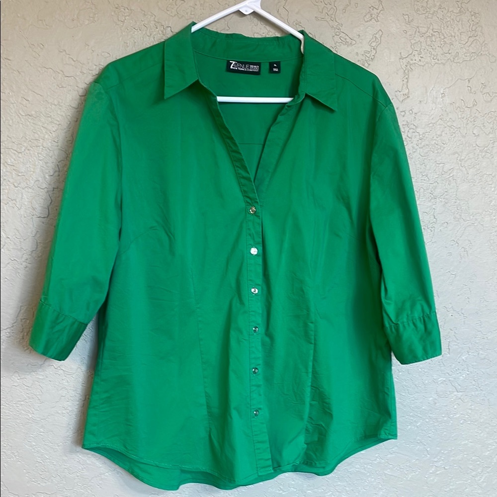 New York & Company Bright Green Button-Down Shirt